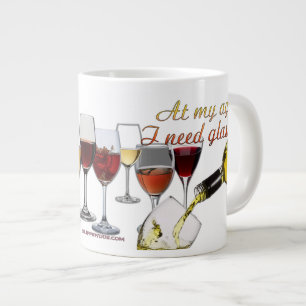 SlipperyJoe's wine drinkware cheeky pun red white  Large Coffee Mug