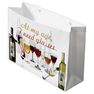 SlipperyJoe's wine drinkware cheeky pun red white  Large Gift Bag