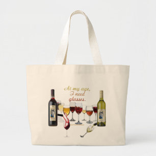 SlipperyJoe's wine drinkware cheeky pun red white  Large Tote Bag