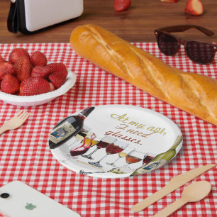 SlipperyJoe's wine drinkware cheeky pun red white Paper Plate