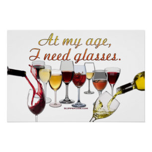 SlipperyJoe's wine drinkware cheeky pun red white  Poster