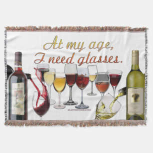 SlipperyJoe's wine drinkware cheeky pun red white Throw Blanket
