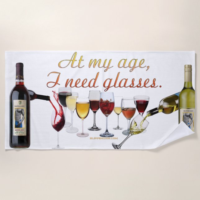 SlipperyJoe's Wine Glasses fermented grapes wine p Beach Towel (Front)