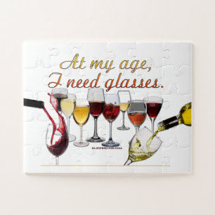 SlipperyJoe's Wine Glasses fermented grapes wine p Jigsaw Puzzle