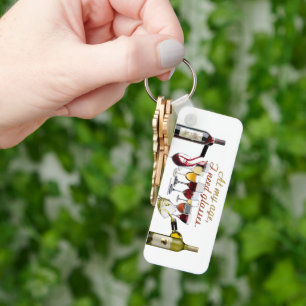 SlipperyJoe's Wine Glasses fermented grapes wine p Key Ring