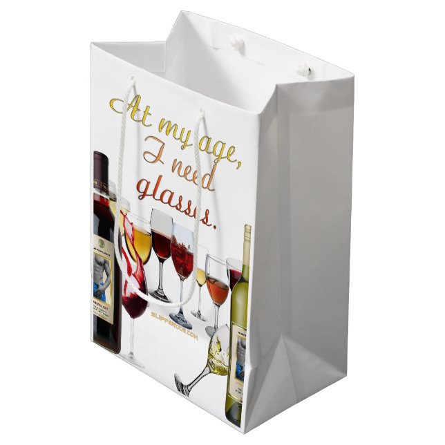 SlipperyJoe's Wine Glasses fermented grapes wine p Medium Gift Bag (Front Angled)