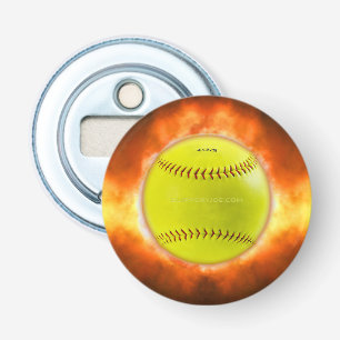 SlipperyJoe's yellow softball fireball flames rasp Bottle Opener