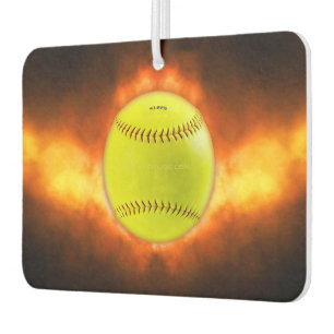 SlipperyJoe's yellow softball fireball flames rasp Car Air Freshener