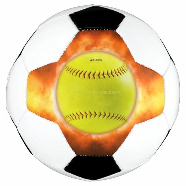 SlipperyJoe's yellow softball fireball flames rasp Football (Front)