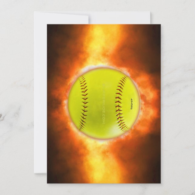 SlipperyJoe's yellow softball fireball flames rasp Holiday Card (Front)