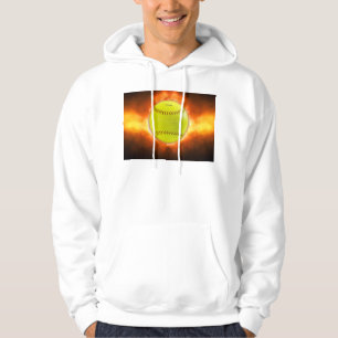 SlipperyJoe's yellow softball fireball flames rasp Hoodie
