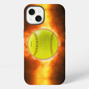 SlipperyJoe's yellow softball fireball flames rasp iPhone 13 Case