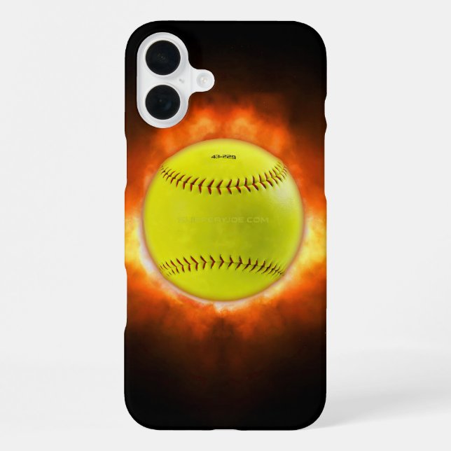 SlipperyJoe's yellow softball fireball flames rasp iPhone Case (Back)