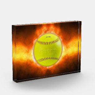 SlipperyJoe's yellow softball fireball flames rasp Photo Block