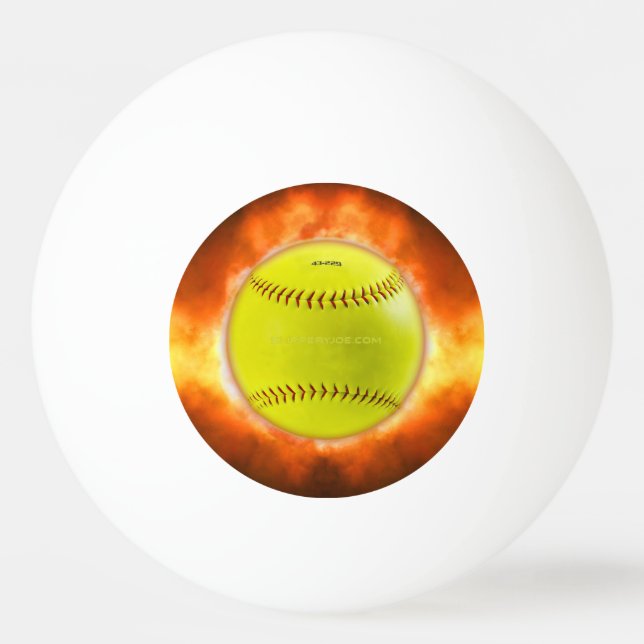 SlipperyJoe's yellow softball fireball flames rasp Ping Pong Ball (Front)