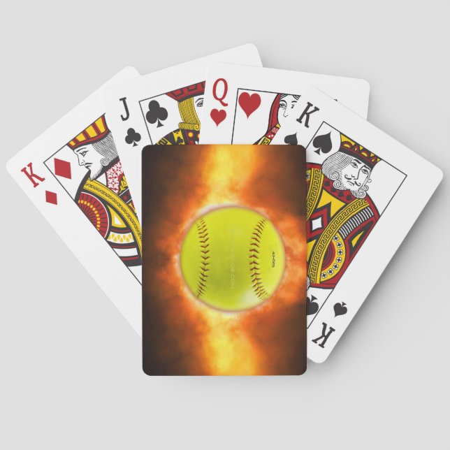 SlipperyJoe's yellow softball fireball flames rasp Playing Cards (Back)
