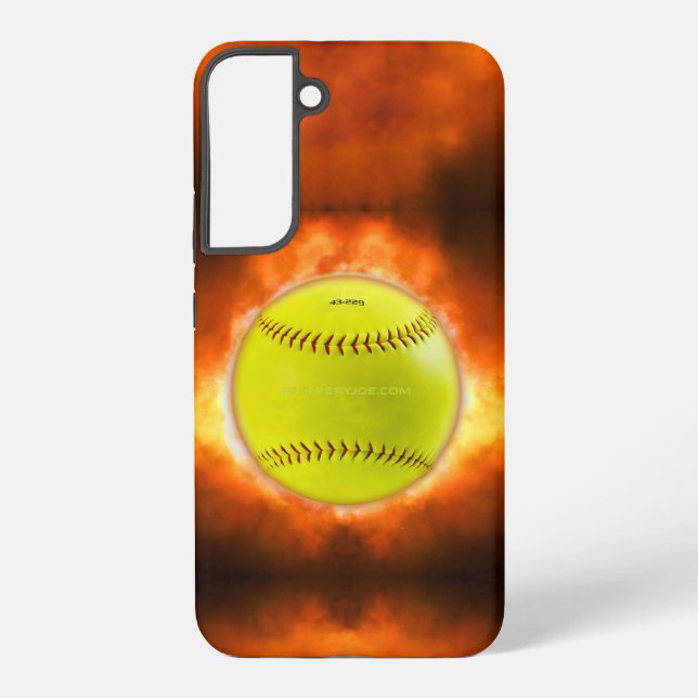 SlipperyJoe's yellow softball fireball flames rasp Samsung Galaxy S22+ Case (Back)