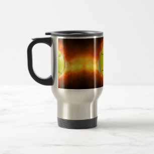 SlipperyJoe's yellow softball fireball flames rasp Travel Mug