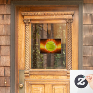 SlipperyJoe's yellow softball fireball flames rasp Window Cling