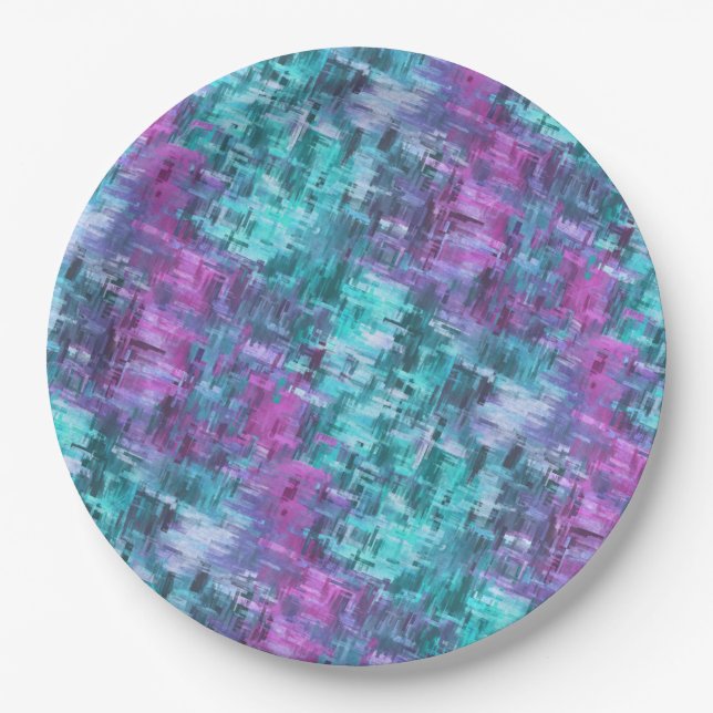 slipstream digihatch - teal and purple : paper plate (Front)