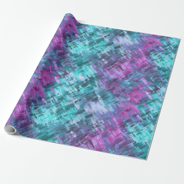 slipstream digihatch - teal and purple : wrapping paper (Unrolled)