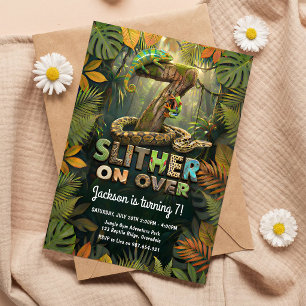 Slither On Over Reptile Jungle 7th Birthday Invitation