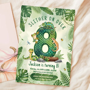 Slither On Over Reptile Jungle 8th Birthday Invitation
