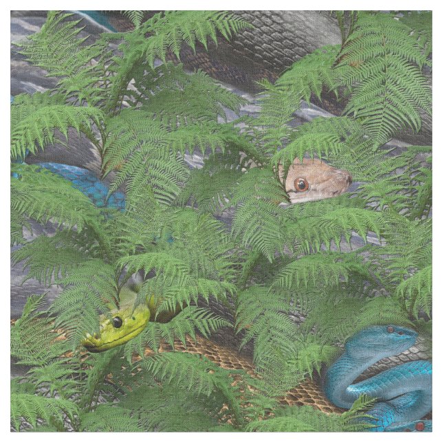 Slithery, sneaky Snakes Fabric (Close Up)