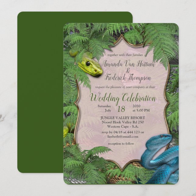 Slithery, Sneaky Snakes in the Jungle Invitation (Front/Back)