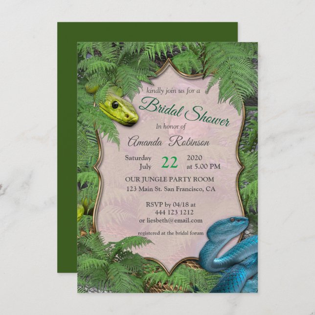 Slithery, Sneaky Snakes in the Jungle Invitation (Front/Back)