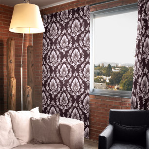 Sliver Floral Damask Seamless Shiny Flower Pattern Shower Curtain