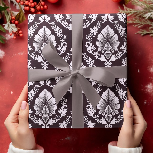 Sliver Floral Damask Seamless Shiny Flower Pattern Wrapping Paper (Creator Uploaded)