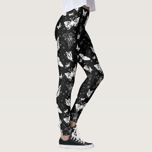 Sliver Glitter Butterfly Black Design Leggings