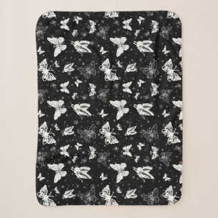 Sliver Glitter Butterfly Black Design Sherpa Blanket