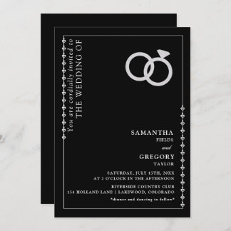 Sliver Glitter Ring Minimalist Wedding Invitation