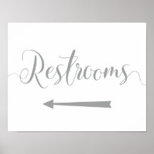 Sliver Restrooms Sign Left Arrow Directions