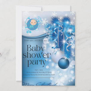 Sliver snowflakes winter wonderland baby shower  invitation