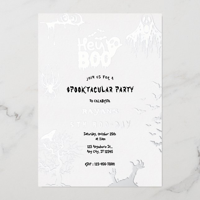 Sliver Spooky Hey Boo Kids Halloween Birthday  (Front)