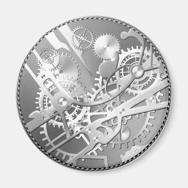 Sliver steampunk watch gears magnet (Front)