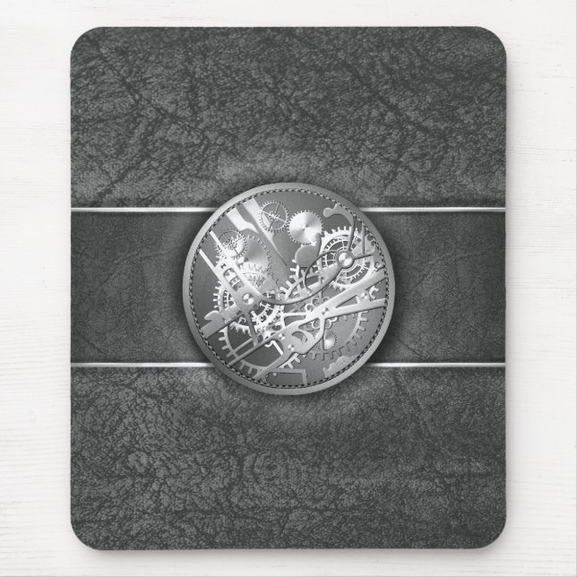 Sliver steampunk watch gears mouse mat (Front)