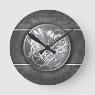 Sliver steampunk watch gears round clock