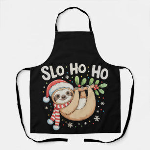 Slo Ho Ho Merry Slothmas Sloth Christmas Xmas Apron
