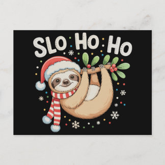 Slo Ho Ho Merry Slothmas Sloth Christmas Xmas Holiday Postcard