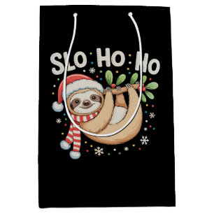 Slo Ho Ho Merry Slothmas Sloth Christmas Xmas Medium Gift Bag