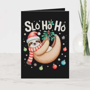 Slo Ho Ho Sloth Santa Hat Merry Slothmas Christmas Card