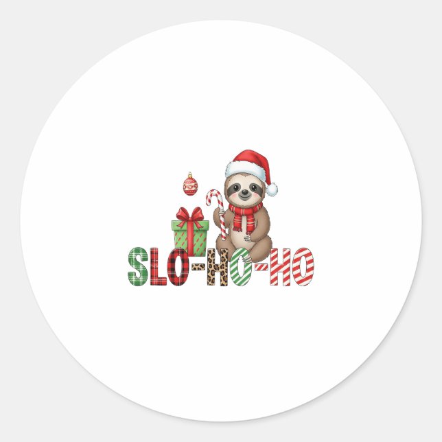 Slo Ho Ho Xmas Sloth 2 Classic Round Sticker (Front)