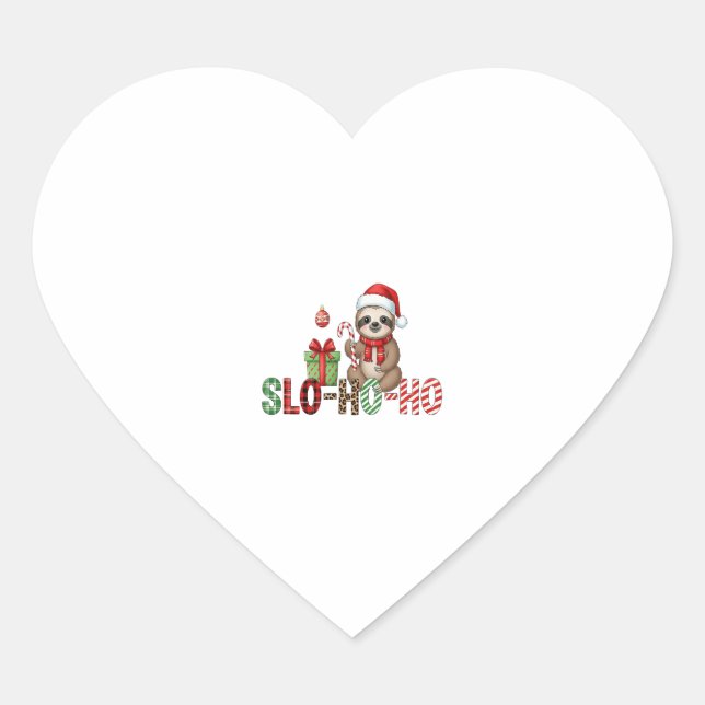 Slo Ho Ho Xmas Sloth 2 Heart Sticker (Front)