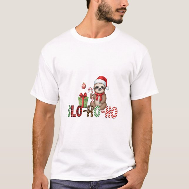 Slo Ho Ho Xmas Sloth 2 T-Shirt (Front)