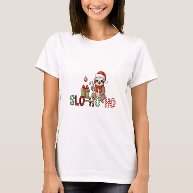Slo Ho Ho Xmas Sloth 2 T-Shirt (Front)
