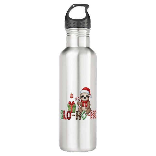 Slo Ho Ho Xmas Sloth 710 Ml Water Bottle (Front)